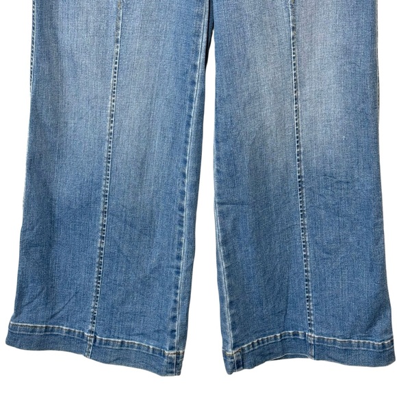 SPANX Jeans Womens S Petite Vintage Indigo Wide Leg Pull On Seamed Front 20407Q - Picture 3 of 9